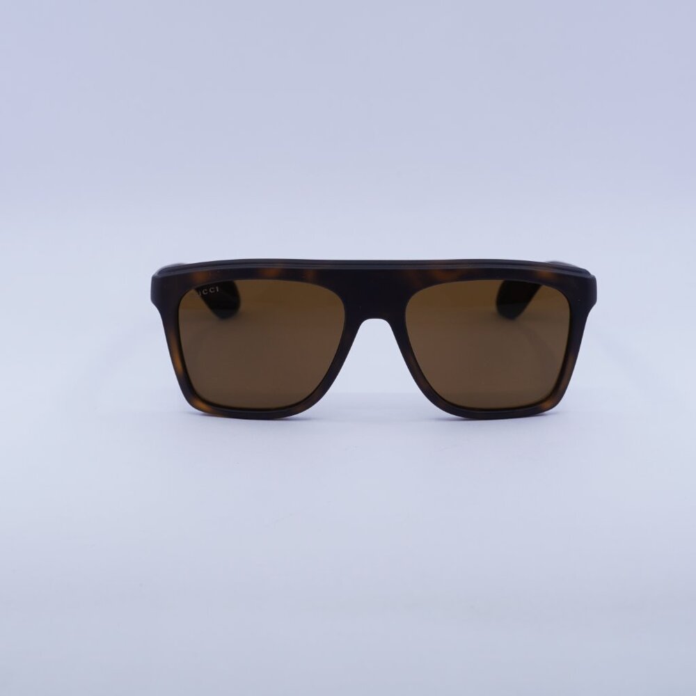 Gucci GG1570S 002 Sunglasses Matte Dark Havana Square Frame, Brown Lenses - Picture 2 of 11